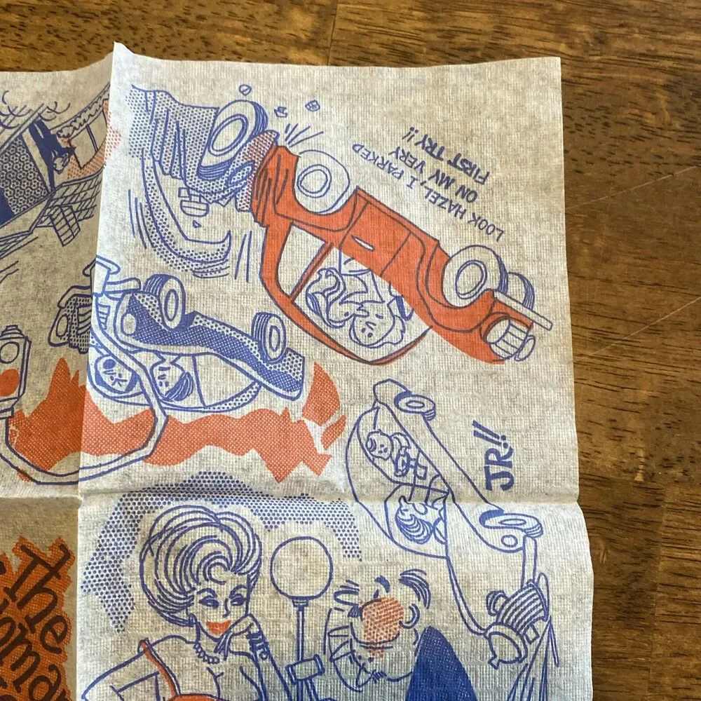 Vintage Cocktail Napkin Sex Stereotype Adult Humor Joke Funny “Woman Driver”